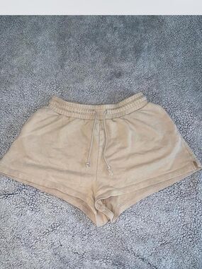 H&M Neutral Beige High-Waist Drawstring Athletic Shorts